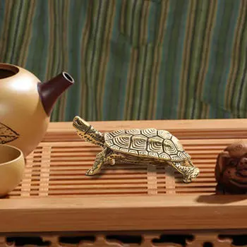Статуя черепахи для чайного питомца, книжная полка, скульптура, стол, центральные детали, фигурка животного, латунный орнамент для