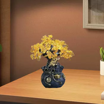 Статуя Денежного дерева, китайское украшение на удачу для ресторана, гостиной, офиса синий