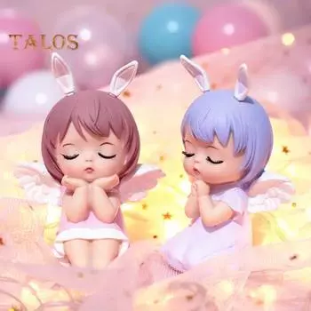 Статуя девушки-ангела с кроличьими ушками, топпер для торта, виниловый роман, статуя девушки-ангела, декор стола, товары для дома розовый