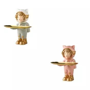 Статуя девушки-астронавта, миска для конфет, поднос для хранения, скандинавская многоцелевая скульптура серый