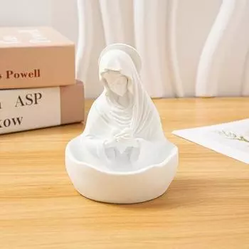 Статуя Девы Марии Держатель четок Чаша для четок Богоматери Статуэтка из смолы Скульптура Главная белый