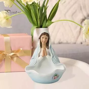 Статуя Девы Марии, держатель для четок, чаша для четок Богоматери, статуэтка из смолы, скульптура, домашний офис, книжная полка, украшение для рабочего стола, орнамент разноцветный
