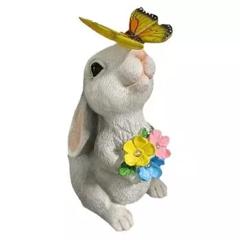 Статуя для сада животных с солнечной бабочкой, цветком, украшением для газона на открытом воздухе D