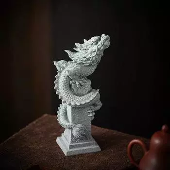 Статуя дракона Паньлун из песчаника, китайский талисман, домашняя комната, офис, фен-шуй, статуэтка, лучший подарок в год Дракона