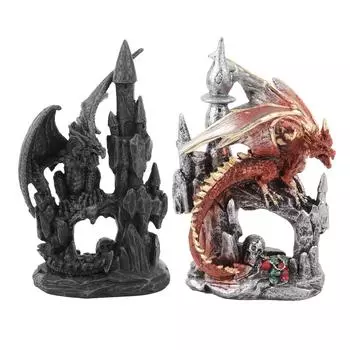 Статуя Дракона Скульптура УФ-Защита Покрытие Смола Фигурки Дракона Украшение для Хэллоуина Опора Castle Dragon A, Black