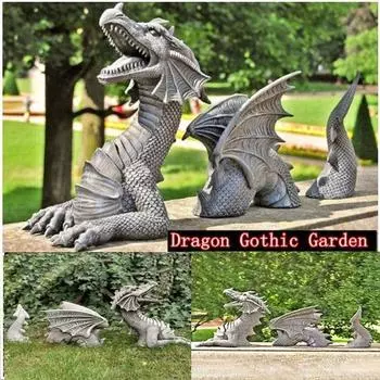 Статуя Дракона Украшение Сада Смола Статуя Дракона Украшения Смола Дракон Jardin Декор Сада Пасхальный Декор Сада Аксессуары Для Дома Статуи