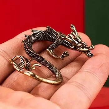 Статуя дракона Yousheng Brass, настольная китайская фигурка дракона, украшение в виде дракона удачи для домашнего офиса, книжной полки, приставного столика золотистый