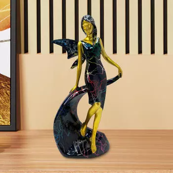 Статуя феи, настольное искусство, украшение, креативный подарок, поделки, смола, настольная скульптура, женская статуэтка для чёрный