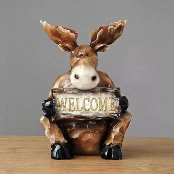 Статуя Гарца Скульптура оленя Ремесло Спальня Столешницы Сувениры Подарки Сердце Искусство Brown Sitting
