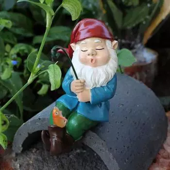 Статуя гнома для рыбалки, садовый гном, скульптура рыбака, нержавеющая смола, уличное украшение для двора, водопада, пруда