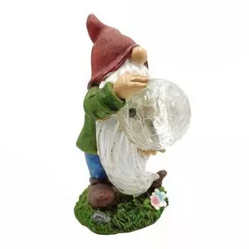Статуя гнома со светящимся шаром-треском, солнечные фонари, смоляные красочные украшения в виде гнома, устойчивый к погодным условиям гном красный