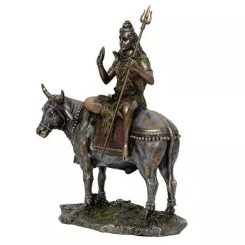 Статуя Господа Шивы, сидящего на фигурке быка - идол индуистского бога, декоративный экспонат для дома, комнаты для пуджи, офисного помещения - подарок на Маха Шиваратри