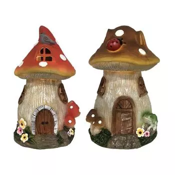Статуя грибного домика, солнечный свет, устойчивая к погодным условиям, водонепроницаемая, многоцелевая, милая садовая скульптура для наружного украшения оранжевый