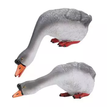 Статуя гуся Садовая скульптура из смолы для животных на ферме Фигурка для двора Балкон для водного пейзажа Декорация Lower Head to Look