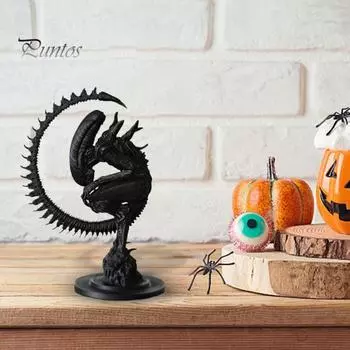 Статуя инопланетянина, 3D-печатная фигурка существа ужасов из смолы, украшение, 6 дюймов, коллекционная скульптура инопланетянина, настольный декор, подарок для фаната научной фантастики чёрный