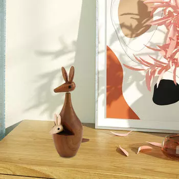 Статуя кенгуру, фигурка животного, забавный маленький орнамент, поделки, домашний декор, деревянная скульптура, столешница
