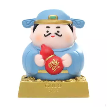 Статуя китайского бога богатства, украшение стола, художественные промыслы, декоративная миниатюрная скульптура, фэн-шуй Blue