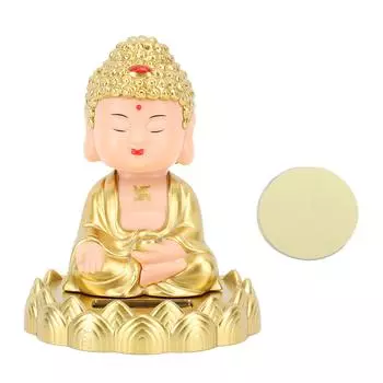 Статуя кивающего Будды на солнечных батареях, яркая энергосберегающая автоматическая фигурка кивающего монаха для подарка на удачу