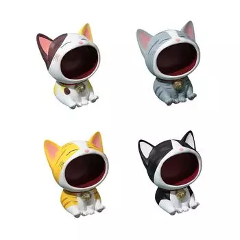 Статуя кошки, чаша для ключей, современный мультяшный настольный орнамент, настольный контейнер для хранения вещей для шкафа, гостиной, спальни, офиса, домашнего декора чёрный