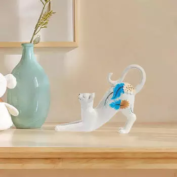 Статуя кошки, растягивающаяся для украшения дома, креативная мультяшная поделка, милые подарки, скульптура из смолы для рабочего стола