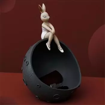 Статуя космической девочки-кролика, поднос для хранения ювелирных изделий, подставка для ключей, держатель для закусок, украшение для стола в скандинавском стиле, домашняя художественная статуэтка красный