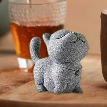 Статуя кота из камня Чай Домашнее Животное Декор Очаровательное Украшение Настольного Устройства Уникальное Универсальное Садовое Искусство Tsundere Cat