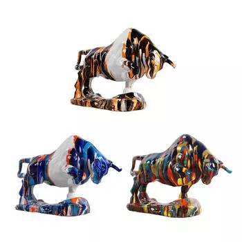 Статуя крупного рогатого скота, тонкая работа, подарок на новоселье, коллекционная статуэтка быка из смолы для книжной полки, офиса, внутреннего дворика, спальни
