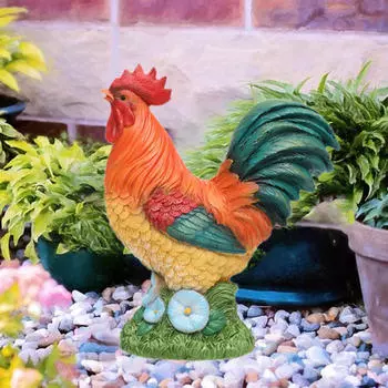 Статуя курицы, скульптура животного, смола, устойчивая к погодным условиям, украшение для газона, декоративные петухи для улицы