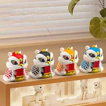 Статуя льва в китайском стиле, фигурка, игрушки с веревкой, новогодние игрушки, детские игровые принадлежности красный