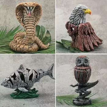 Статуя льва, животного, скульптура, акулы, змеи, ящерицы, совы, статуэтка из смолы, украшение для рукоделия