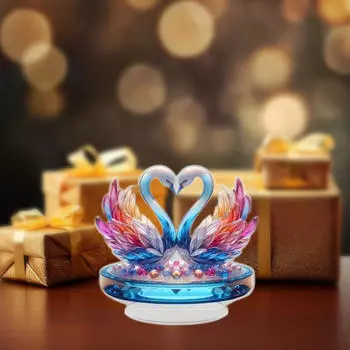 Статуя лебедя Акриловая скульптура Коллекционное произведение искусства Настольная центральная часть Книжная полка Подарки Спальня Столешница