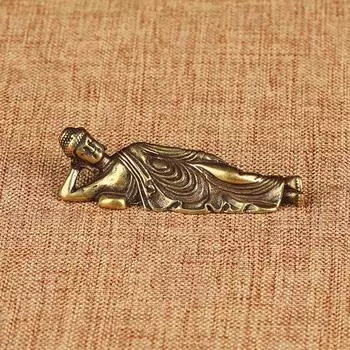 Статуя лежащего Будды из чистой латуни, украшение для дома, статуэтки, антикварная медная китайская статуя Будды Гуаньинь, офисное украшение для рабочего стола