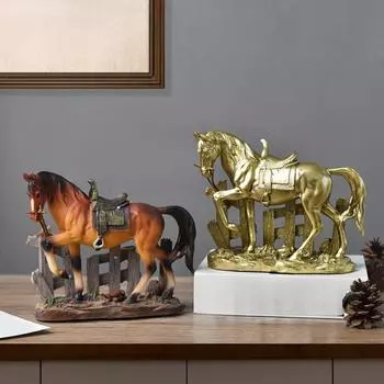 Статуя лошади, центральный элемент стола, художественное ремесло, украшение для спальни, шкафа, стола коричневый
