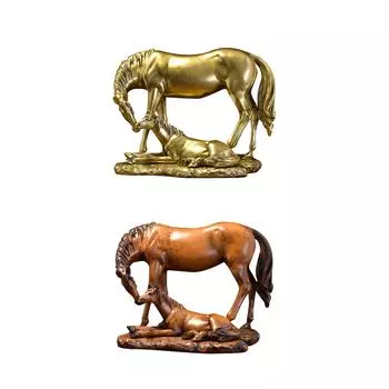 Статуя лошади, коллекционная семейная скульптура из смолы, настольное украшение для каминной полки, спальни, входа, подарка на новоселье золотой
