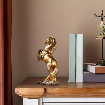 Статуя лошади, настольное украшение, креативная скульптура, коллекционное животное золотой