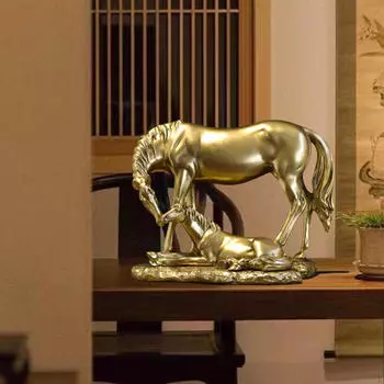 Статуя лошади, скульптура животного из смолы, художественное ремесло, орнамент, декоративная фигурка для шкафа для спальни коричневый