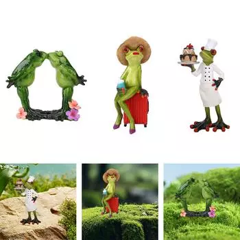 Статуя лягушки, настольное украшение, креативная забавная скульптура животного из смолы, декоративная фигурка для камина, стола, книжной полки