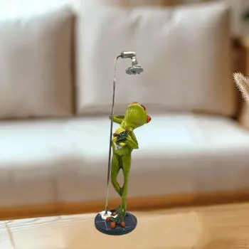 Статуя лягушки, скульптура для душа, подарок, украшение для дома, забавное животное, орнамент, статуэтка из смолы для