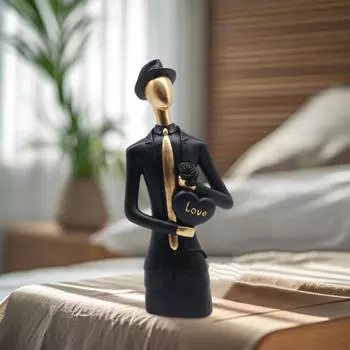Статуя любовника, скульптура, настольная фигурка, украшение для дома, украшение из смолы, статуэтка для вечеринки ко Дню святого Валентина Black Boy