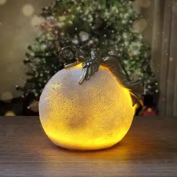 Статуя лунного ангела со светодиодной подсветкой, лежащая девочка-ангел, лунная лампа, статуэтка из смолы, скульптура для домашнего офиса, рабочего стола, сада, украшения, орнамент With Light