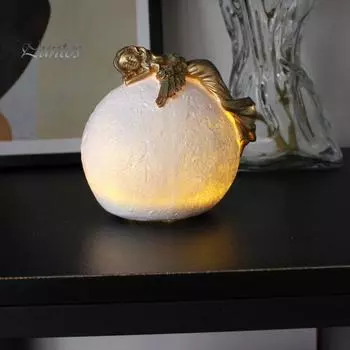 Статуя лунного ангела со светодиодной подсветкой, лежащая девочка-ангел, лунная лампа, статуэтка из смолы, скульптура для домашнего офиса, рабочего стола, сада, украшения, орнамент With Light