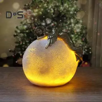 Статуя лунного ангела со светодиодной подсветкой, лежащая девочка-ангел, лунная лампа, статуэтка из смолы, скульптура для домашнего офиса, рабочего стола, сада, украшения, орнамент With Light