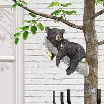 Статуя медведя, расписанная вручную, скульптура для обертывания дерева, простая установка, причудливая скульптура медведя из смолы для улицы чёрный