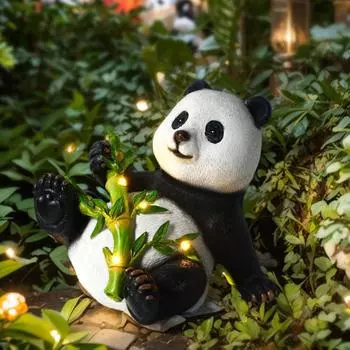 Статуя панды, солнечный светильник, смоляная панда-газон, наружный декор, солнечный садовый декор, крытый, открытый, крыльцо, патио, газон, двор, украшение