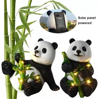 Статуя панды Солнечный светильник Водонепроницаемый Panda-Lawn Уличный декор Солнечный садовый декор Внутренний наружный крыльцо Патио газон украшение двора