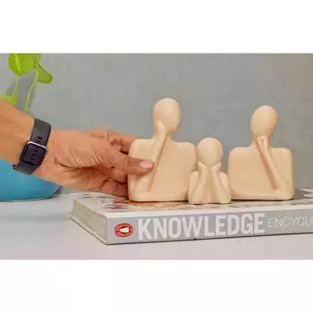 Статуя «Пара и семья» | Керамическая скульптура «Мыслитель» | Предметы домашнего декора для гостиной | Настольный артефакт (Бежевый | Набор из 3 шт.) новый