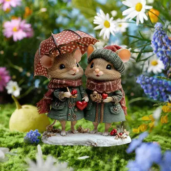 Статуя пары мышей, водонепроницаемая скульптура, украшение для газона, двора, знак снаружи для тротуара