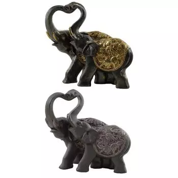 Статуя пары слонов, современное настольное украшение для спальни, кабинета, офиса золотистый