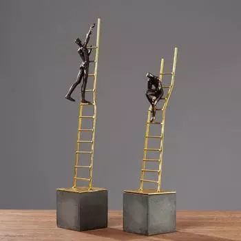 Статуя персонажа-лестницы из смолы, абстрактные поделки, золотые фигурки-лестницы, скульптура, украшение стола, украшения, современный домашний декор