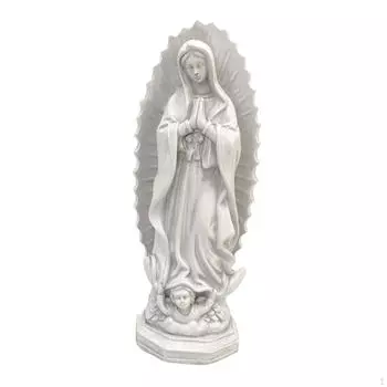 Статуя Пресвятой Богородицы Фигурка Смола Маленькая Многоцелевая Расписанная вручную Декорация Настольная 7.3x18.8cm серый